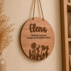 Placa personalizada en madera flores